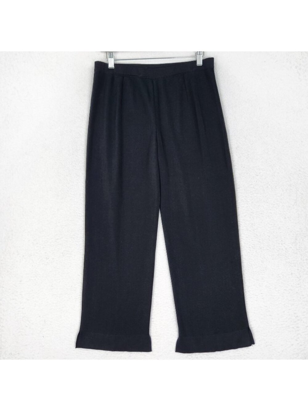 Ming Wang Pants Women Medium Petite Black Knit Crop Straight Leg Pull On Stretch